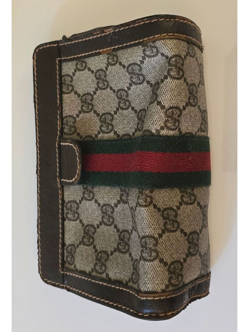 Vintage Gucci Parfums GG Monogram Web Stripe Cosmetic Pouch -Authenticated
